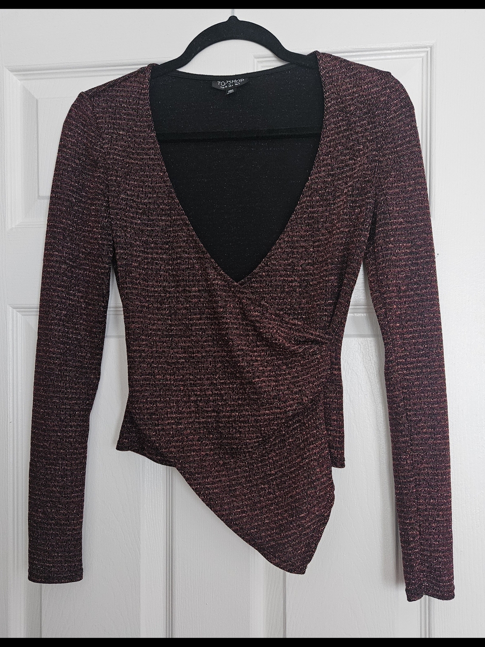 Beautiful, Fancy Topshop Burgundy Assymetric Top. Size 4. Like New.